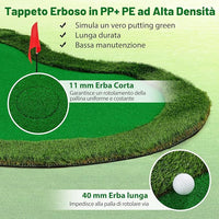 Putting Green, Tappetino da Interno per Putting con 3 Buchi e Palline da Golf, Tappetino da Golf per Casa, Ufficio, Giardino e Patio, 300 cm x 150 cm