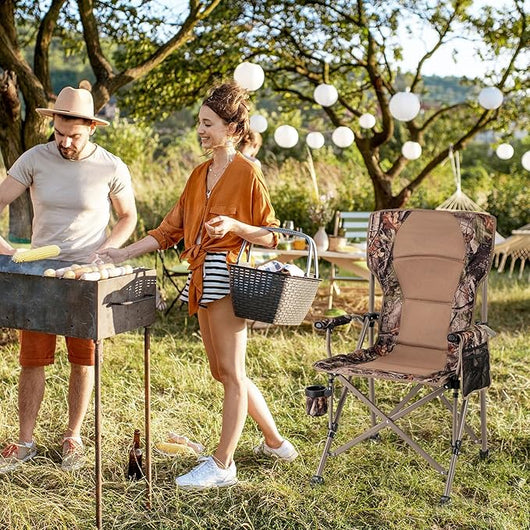 Sedia Pieghevole da Campeggio, Sedia Mare Spiaggia con Portabicchieri e Tasca in Rete, Piedini Regolabili e Borsa di Trasporto, Portata 180 kg, per Pesca, Picinic e Caccia