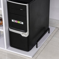 Easycomfort Scrivania per PC Ergonomica con Mensole, Armadietto, Cassetto e Piano Tastiera Estraibile, Bianca, 120x60x74cm