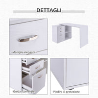 Easycomfort Scrivania Angolare per Computer da Ufficio con Cassettiera 117×83.5×76cm Bianco
