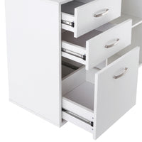 Easycomfort Scrivania Angolare per Computer da Ufficio con Cassettiera 117×83.5×76cm Bianco