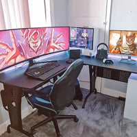 Easycomfort Scrivania Gaming per Casa o Ufficio, Angolare e Salvaspazio con Ripiano Tastiera Estraibile, 165x145x86.5cm, Nera