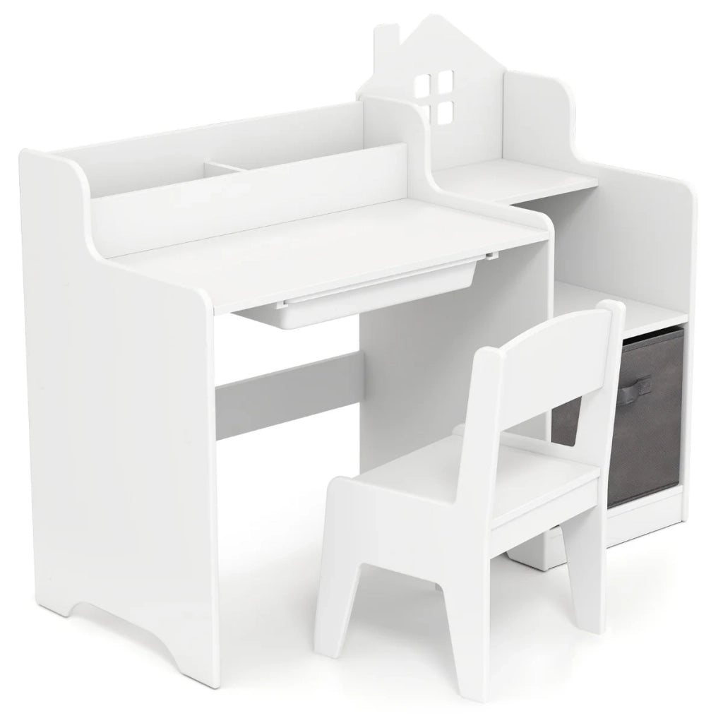 Set di mobili per bambini: scrivania e sedia 94 x 40 x 76,5 cm comfort ergonomico design moderno MDF bianco 20_0017441