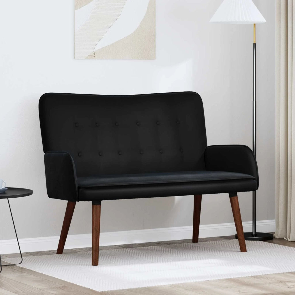 Sofa a Due Posti Nero 115 x 61 x 87 cm Velluto