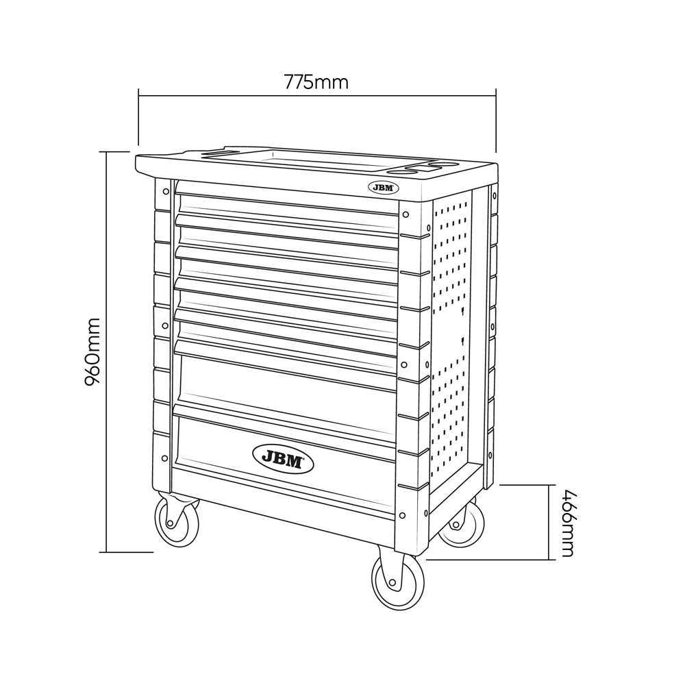 CARRELLO PORTAUTENSILI PORTA ATTREZZI OFFICINA 7 CASSETTI SENZA UTENSILI JBM 54006