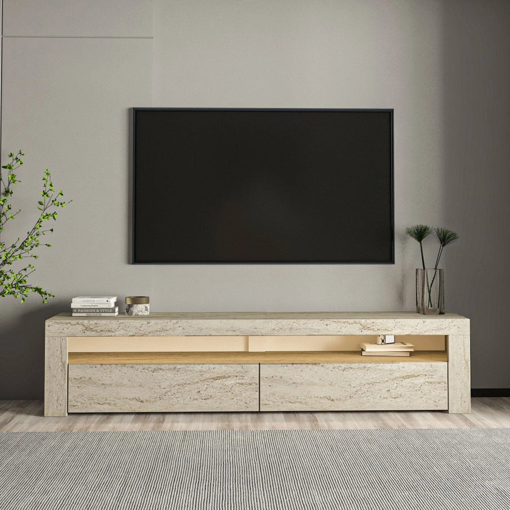 Porta TV in legno "Bati" - 150 x 36 x 46 cm - Travertino