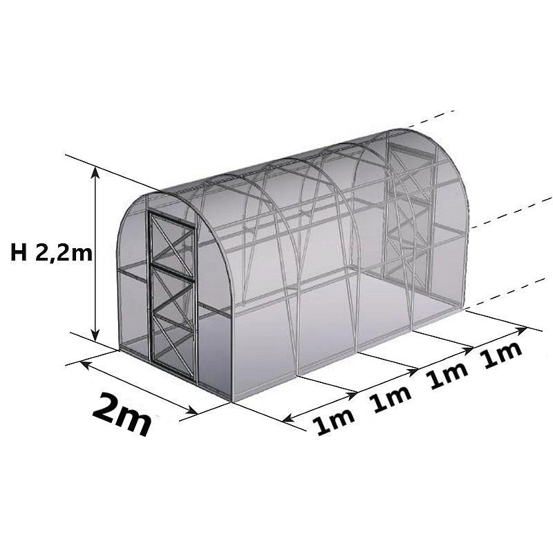 Serra Compact 2x4m con copertura policarbonato alveolare 6mm