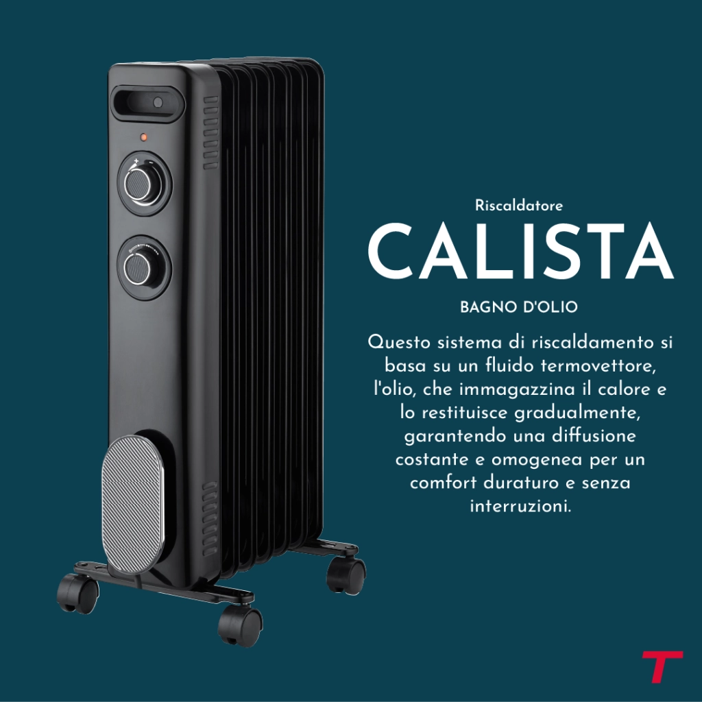 Radiatore portatile a olio nero Thomson CALISTA 2000W