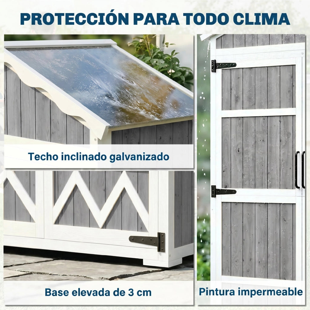 Armadio da Giardino in Legno ¨C zephmum ¨C Grigio 105x55x179 cm