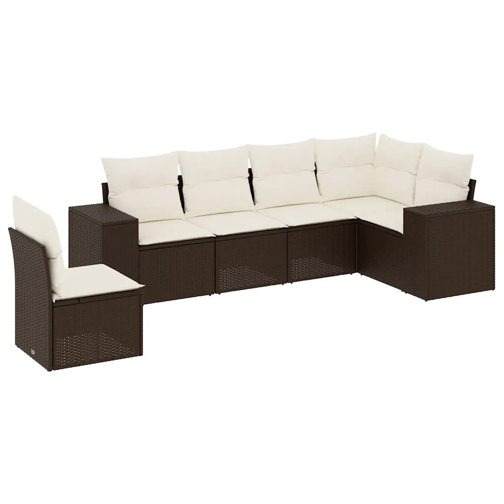 Set Divano da Giardino 6 pz con Cuscini Marrone in Polyrattan 3254970