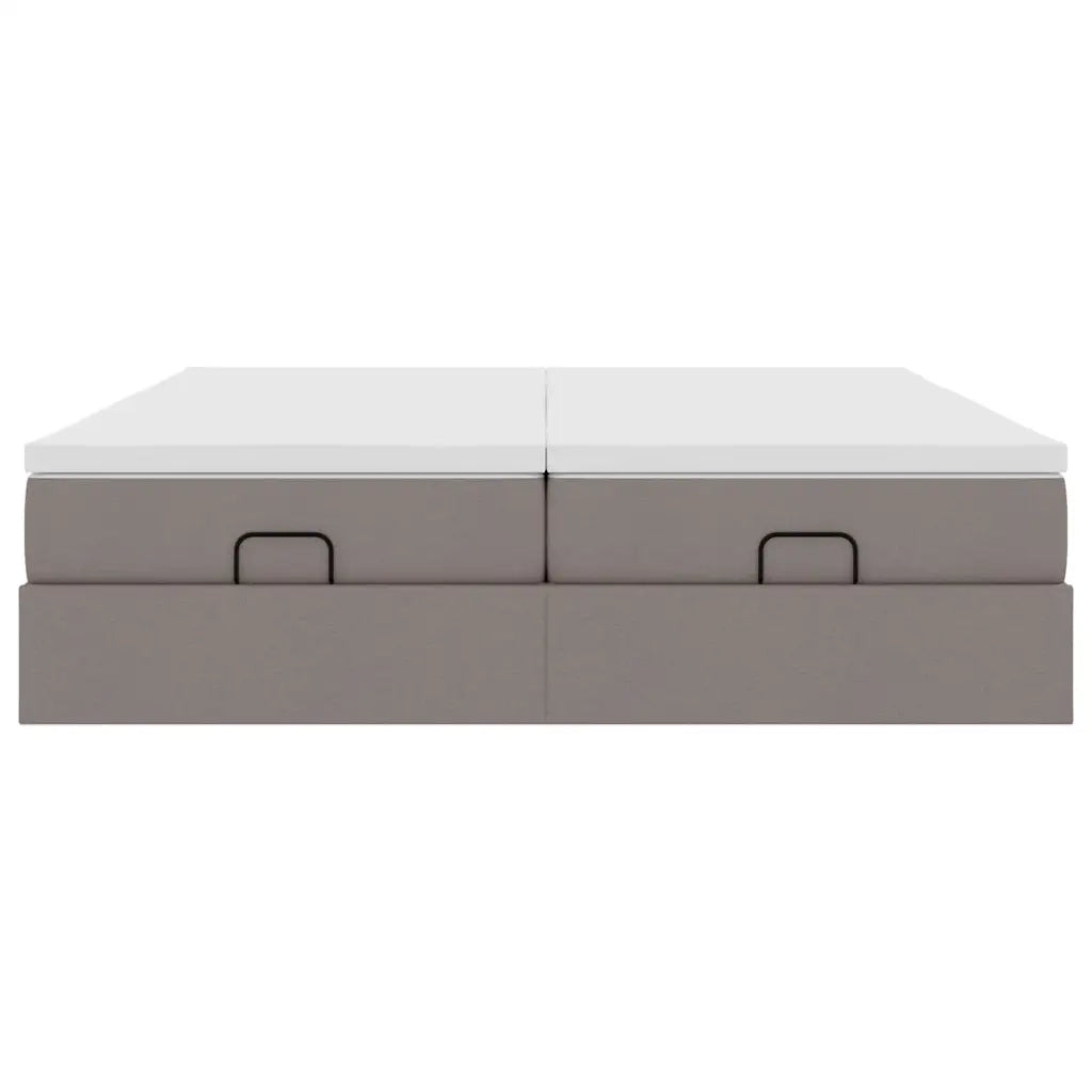 Struttura Letto Pouf con Materassi Tortora 200x200 cm Tessuto