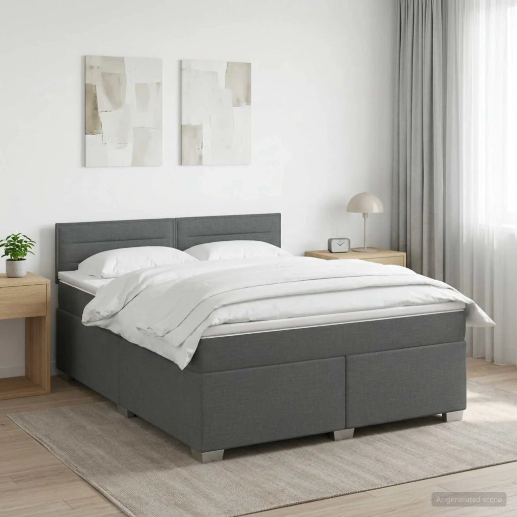 Letto con Box Spring, Materasso e LED Grigio Scuro 140 x 190 cm 3451932