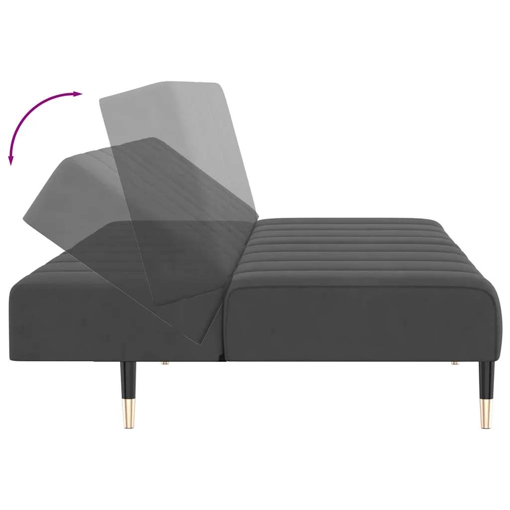 Divano Letto a 2 Posti Grigio Scuro in Velluto 375875