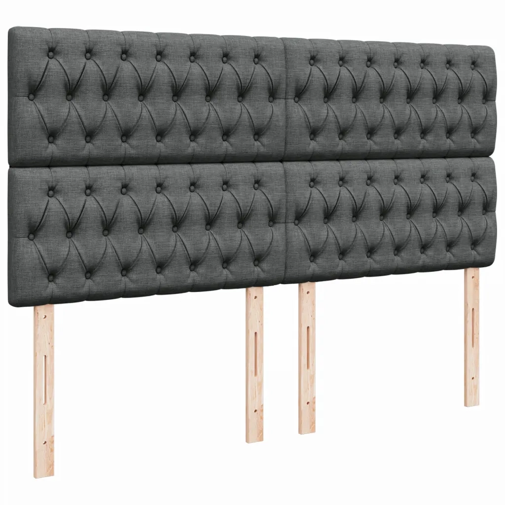 Giroletto a Molle con Materasso Grigio Scuro 200x200 cm Tessuto