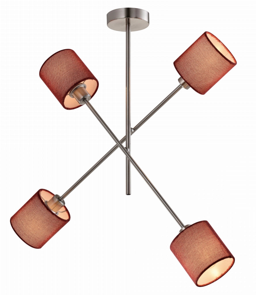 Lampada plafoniera Candellux SAX 34-70692 4xE14 cromo tessuto