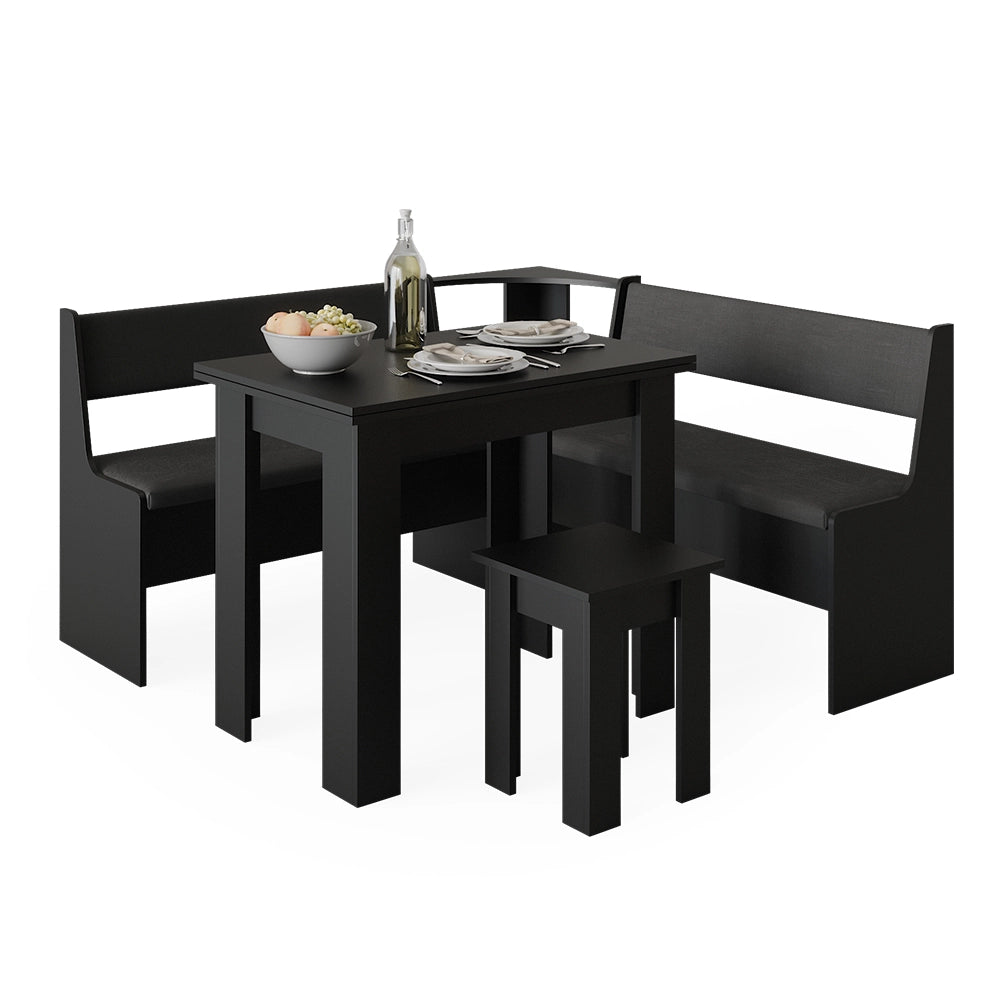 Vicco Gruppo panca ad angolo Nero 150 x 41.5 cm con tavolo