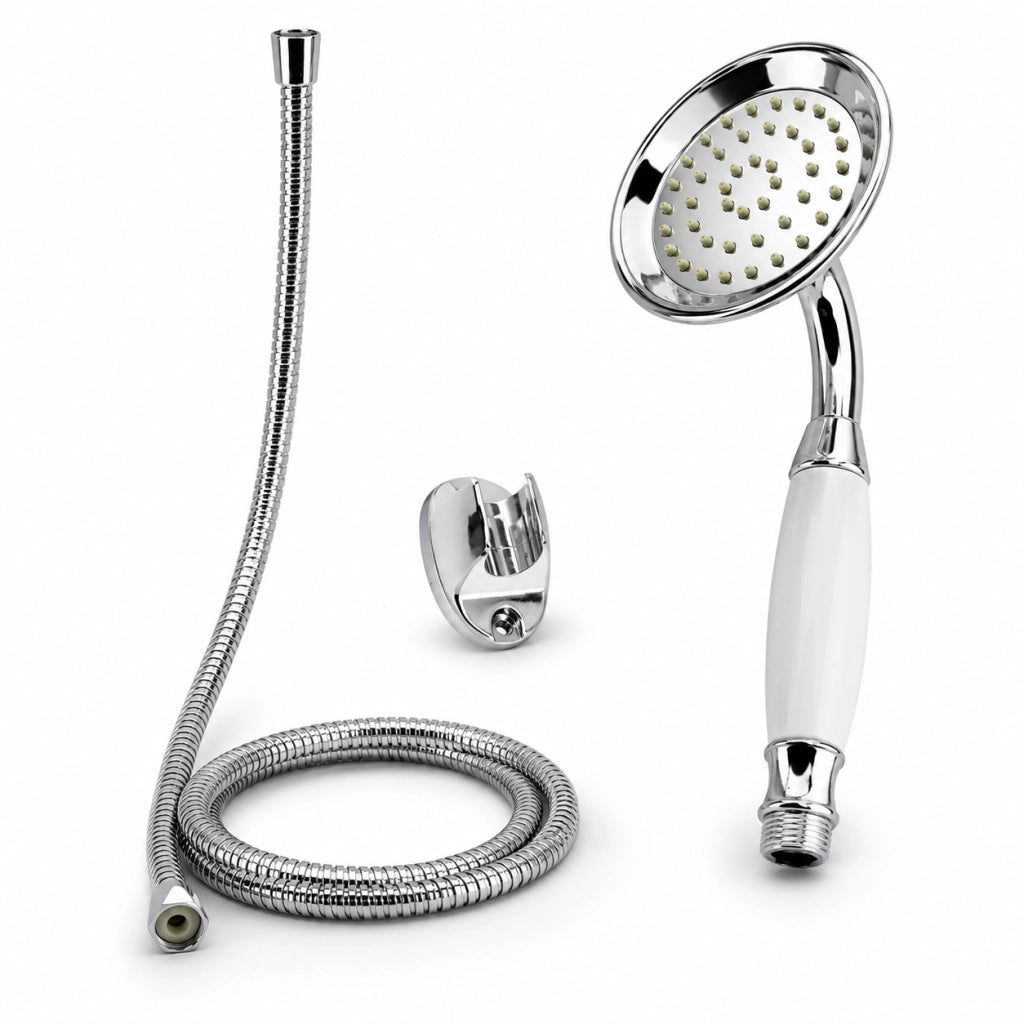 Soffione Doccia Vasca Stile Retrò Con Flessibile 1,8 m Supporto Muro 69041