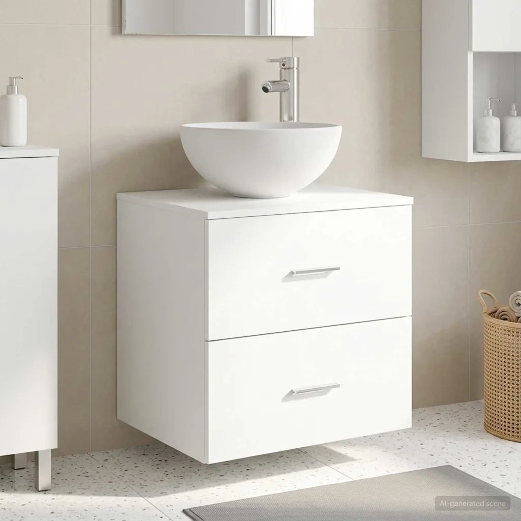 Mobiletto con Lavabo a Parete Bianco 49,5 x 35 x 63 cm