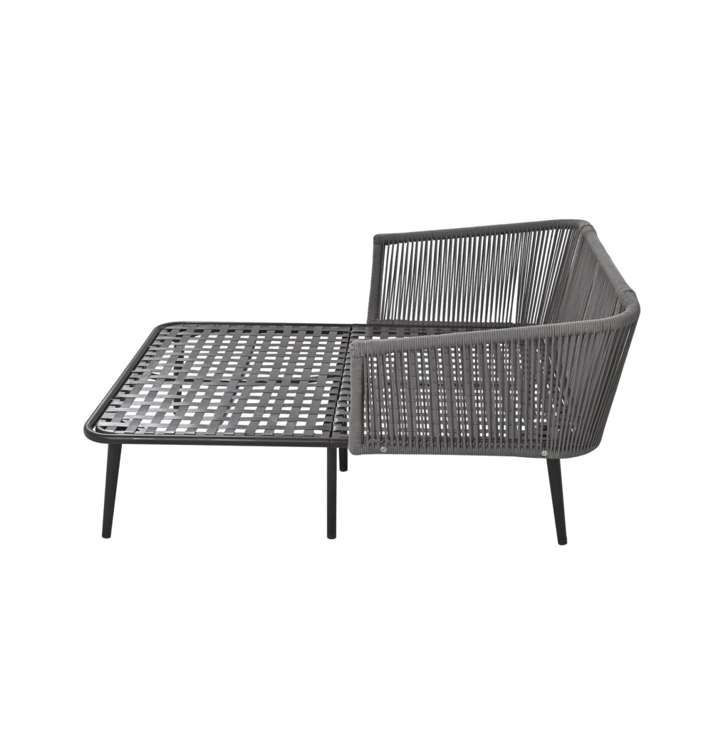 Lettino da esterno in acciaio e poliestere; cuscino 10 cm; grigio