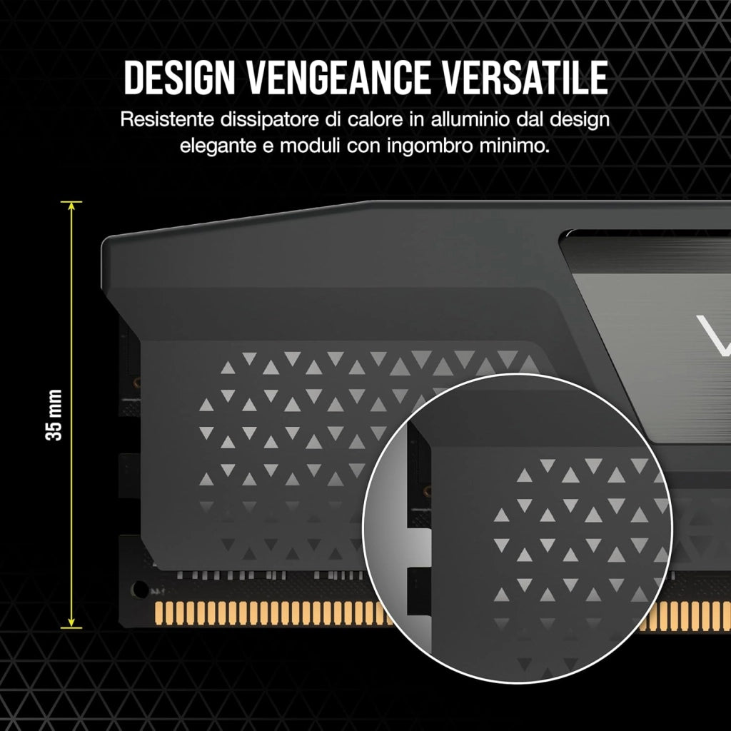 CORSAIR VENGEANCE DDR5 32GB (2x16GB) DDR5 6000MHz CL36 AMD EXPO Intel XMP iCUE Memoria Compatibile per Computer - Grigio (CMK32GX5M2E6000Z36)