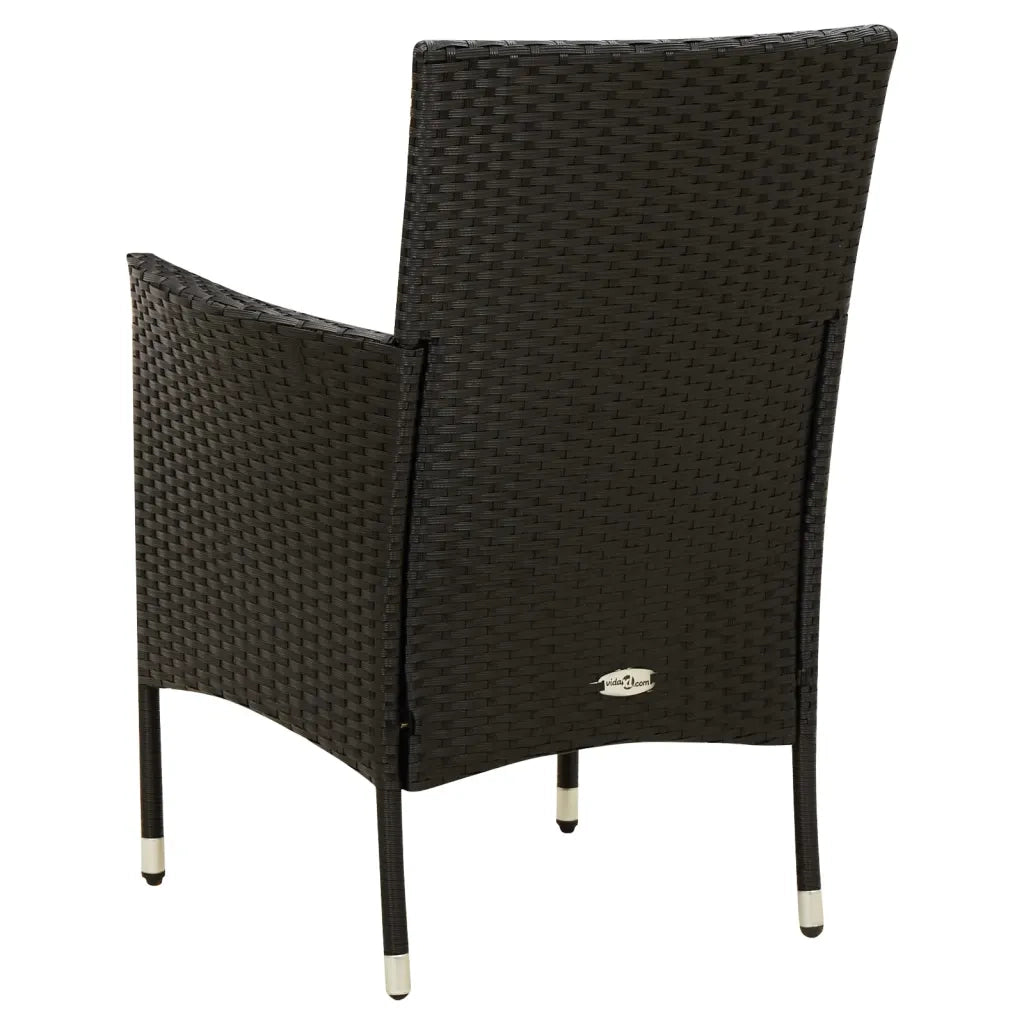 Set Mobili da Giardino 7 pz con Cuscini in Polyrattan Nero cod mxl 38552