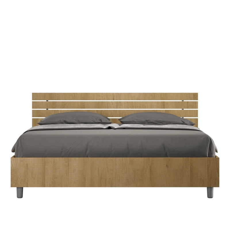 Letto Matrimoniale 160x190 cm testata dritta con doghe Ankel - Senza rete,Quercia Natura