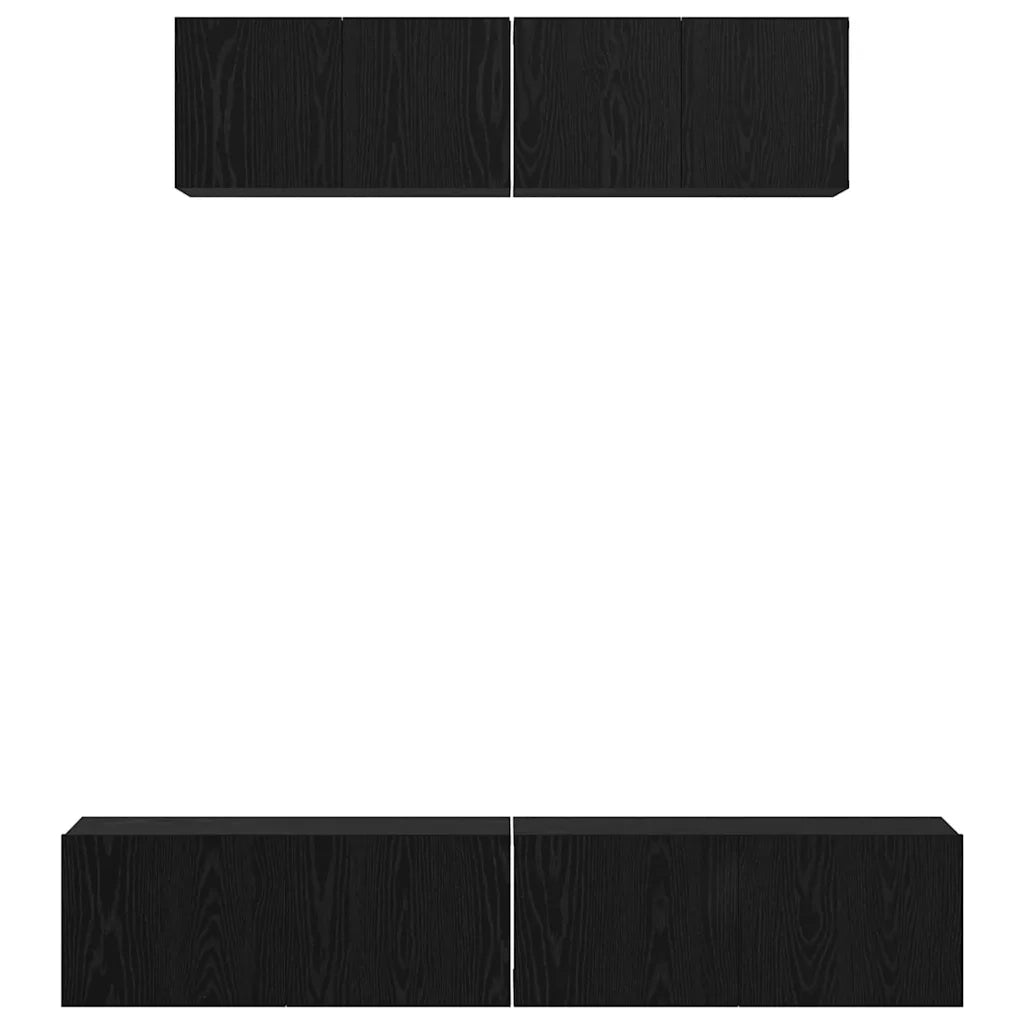 Set mobile TV 4 pcs Rovere Nero Legno multistrato 3393361