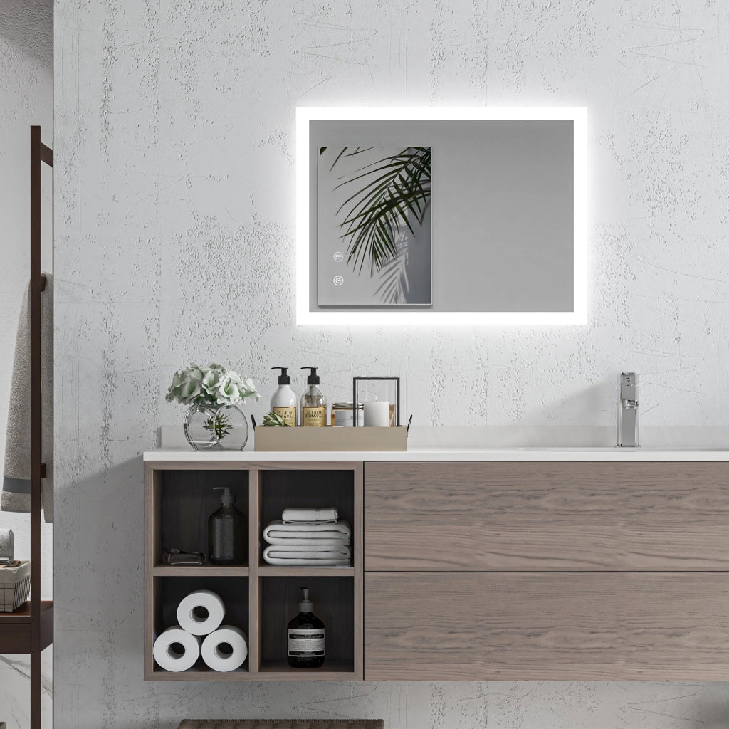 Specchio da Bagno con Luci LED ¨C Minimal ¨C Bianco 70x50 cm