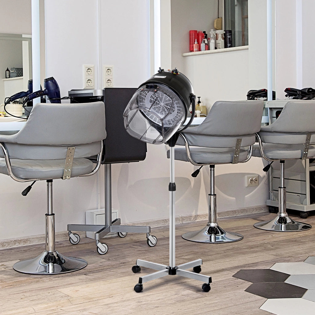 Asciugacapelli Casco 1180W Regolabile con Timer e Ruote ¨C zephmum ¨C Nero 65x65x115-165 cm