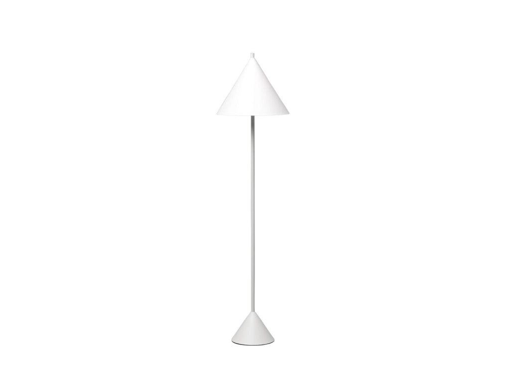 Indi Lampada da Terra Design Moderno in Metallo Bianco con Paralume Orientabile e Cavo Telato Nero, LED 8W Incluso - Illuminazione