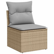 Set Divano da Giardino con cuscino 10 pcs Beige Poly Rattan