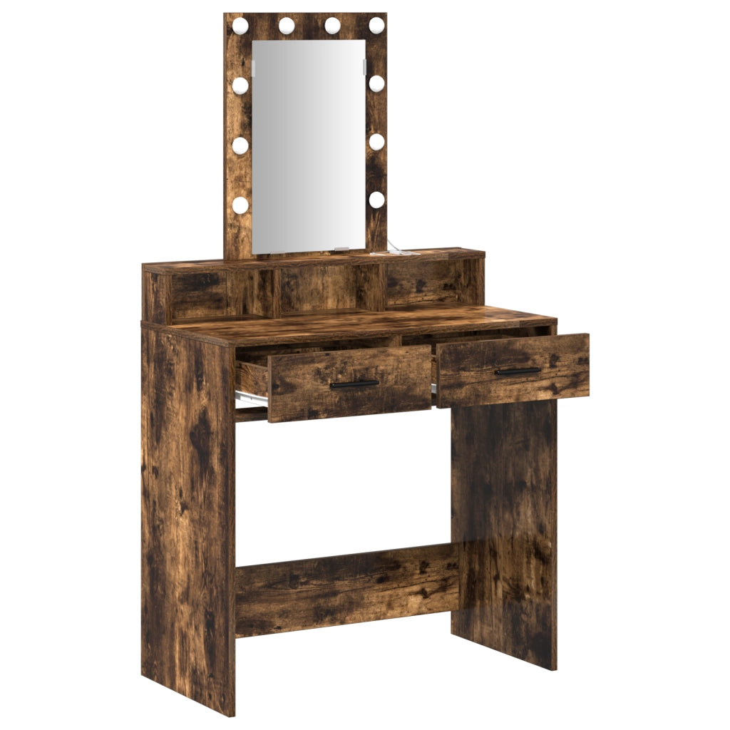 Toeletta  con luci LED Rovere affumicato 79x41x140 cm