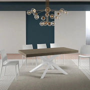 Tavolo allungabile 180/440x90 cm Volantis tortora gambe bianche