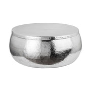 Tavolino basso TRIANE 70 cm argento martellato - Alluminio lucido effetto colpi di martello
