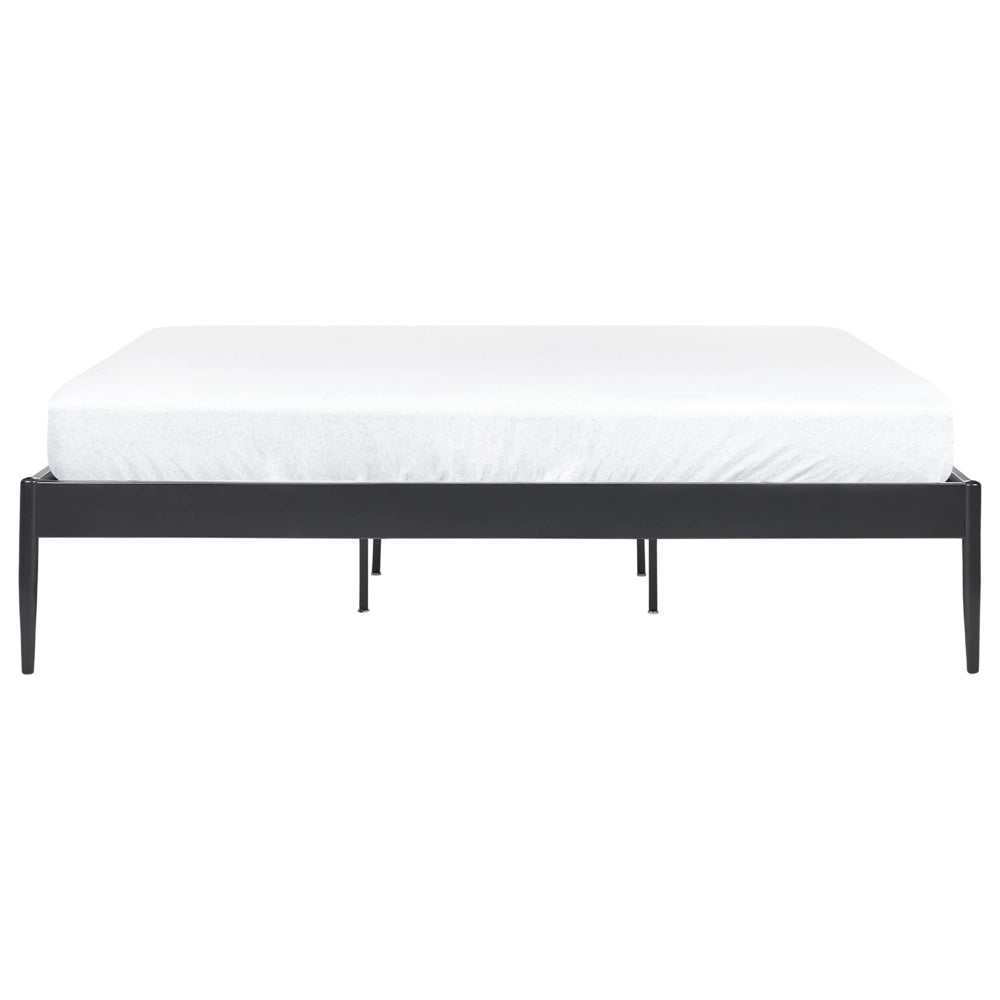 Letto matrimoniale con rete a doghe in metallo nero 180 x 200 cm stile moderno industriale