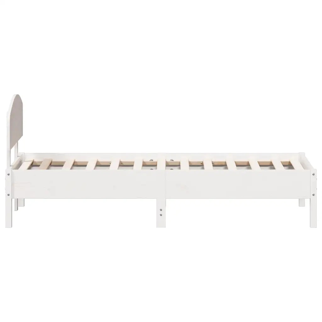 Letto singolo | Letto per adulti | Giroletto senza Materasso Bianco 75x190 Legno Massello di Pino