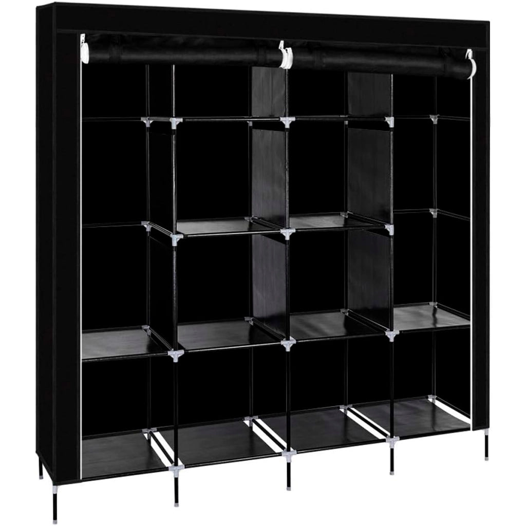 Armadio Vestiario In Tessuto Con Ante Con Cerniera E Tasche Laterali Nyana Home Misure 170x167x45cm Nero