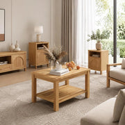 Coffee Table With Storage, Solid Teak Wood Living Room Table, Brown, 70 X 40 X 45 Cm