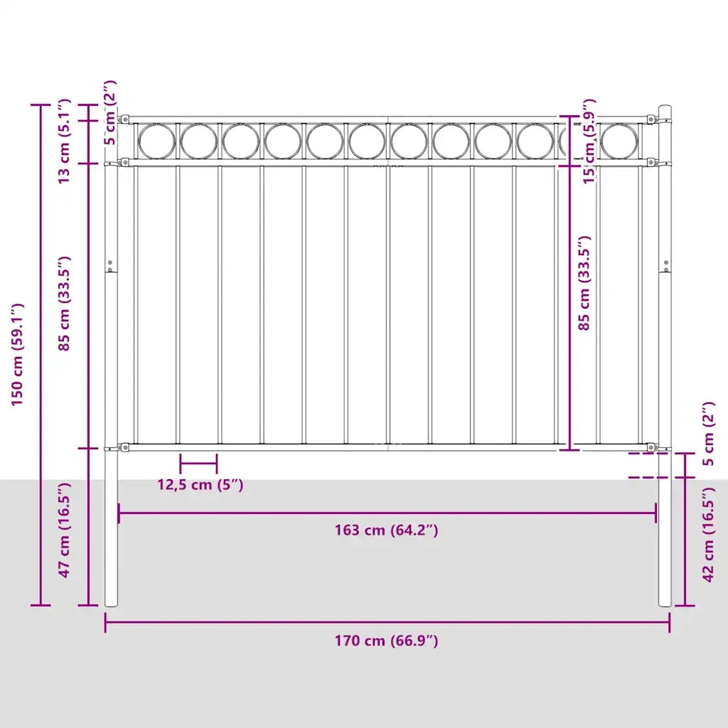 Elemento Recinzione ASSEN Bianco 170 x 150 cm Acciaio 42003923