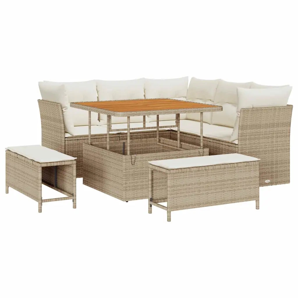 Set Divano da Giardino con cuscino 8 pcs beige e panna 3363426