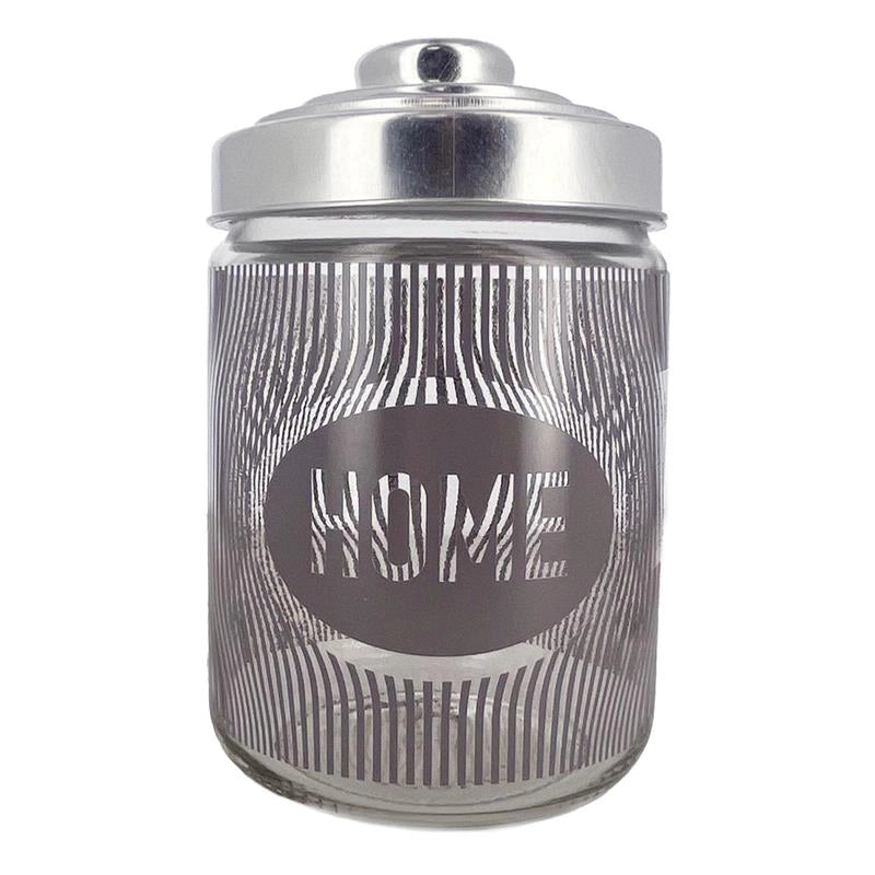 BARATTOLO DUNE IN VETRO CON FANTASIA E SCRITTA HOME COLORE GRIGIO CON TAPPO 800 CC