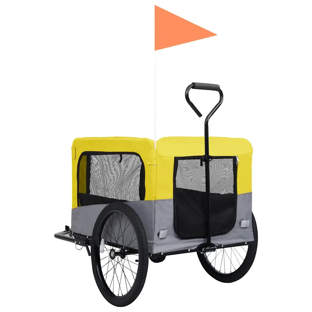Rimorchio Bici Animali Carrello Jogging 2in1 Giallo e Grigio 92442