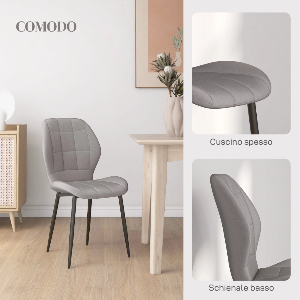 Set 4 Sedie da Pranzo Moderne ¨C Zephmum ¨C Grigio con Rivestimento in Tessuto