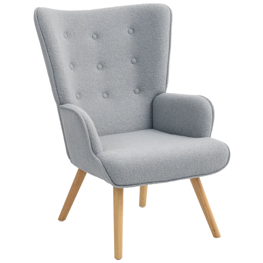 Poltrona relax imbottita in tessuto boucl¨¦ ¨C Zephmum ¨C Grigio chiaro 71x74x96 cm