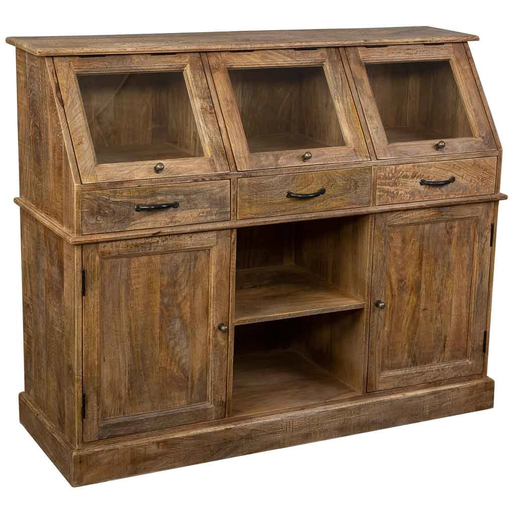 Credenza in legno invecchiato marrone 129x45x106h