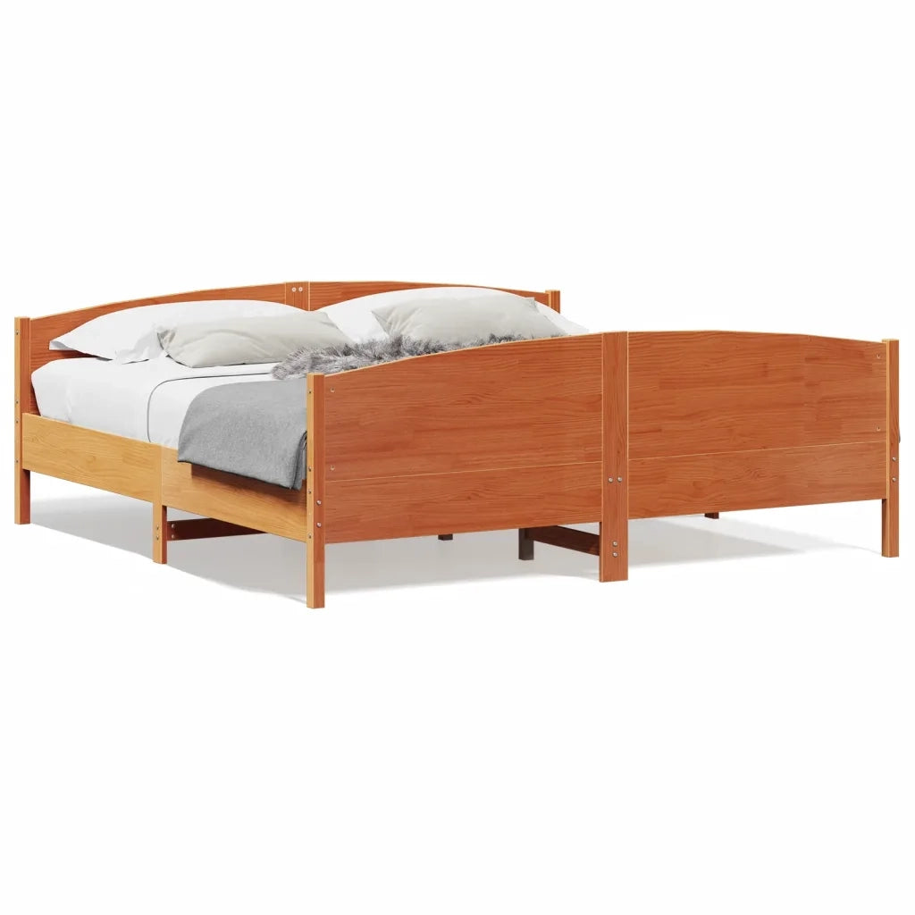 Letto matrimoniale | Letto per adulti | Giroletto senza Materasso Marrone Cera 200x200 cm Legno di Pino