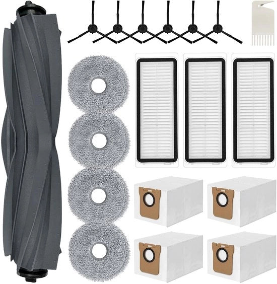 Set di accessori 20 pezzi - 4 x Panno per asciugapavimento - 4 x Copri aspirapolvere - 6 x Spazzole laterali - 3 x Filtro - Incluso spazzola per pulizia - parti di aspirapolvere