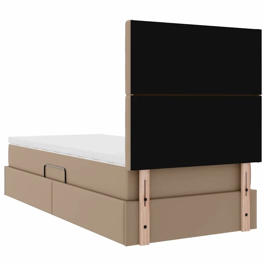 Letto con Contenitore Cappuccino 90 x 190 cm Pelle Sintetica