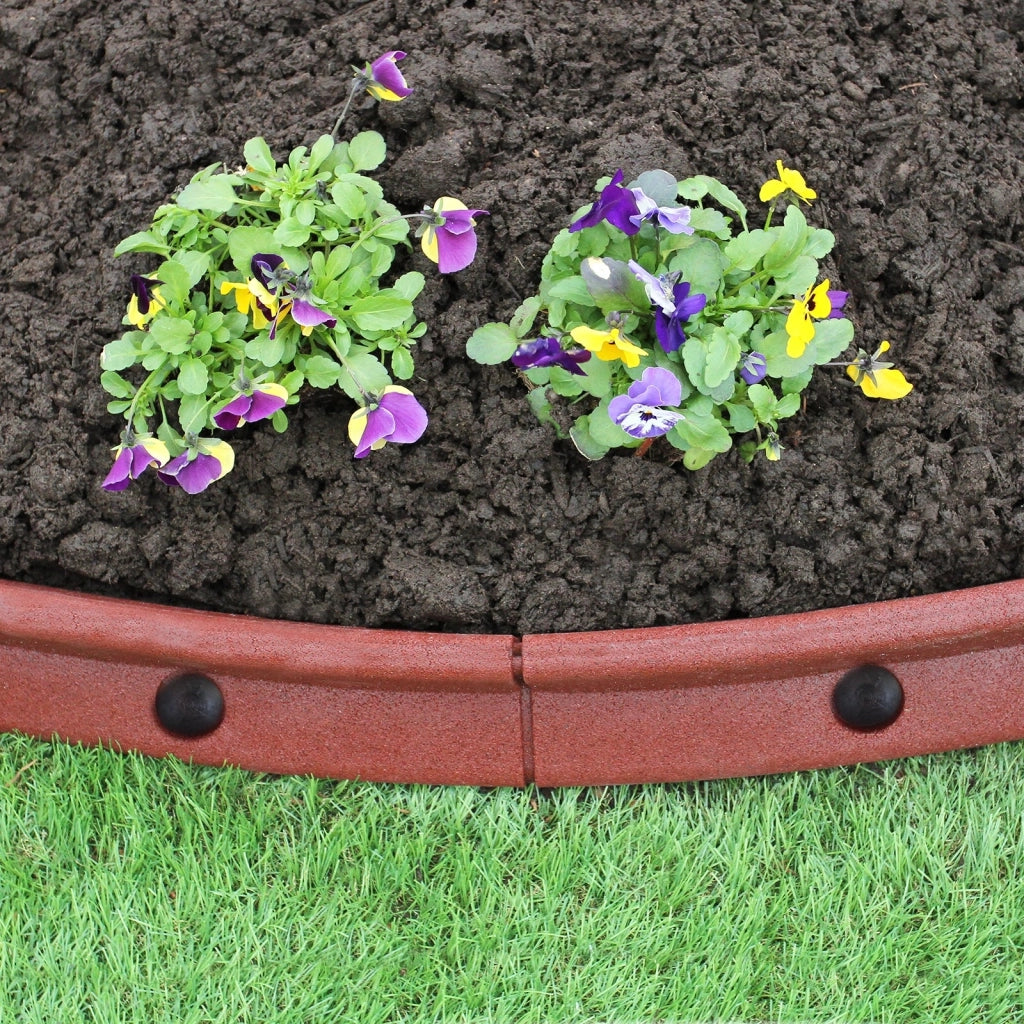 Monster Shop - Bordatura per Aiuole Bordo Prato da Giardino Palizzata Flessibile Fino a 70° in Gomma Resistente agli UV Pezzi da 1.2m - Terracotta - 4 Pezzi