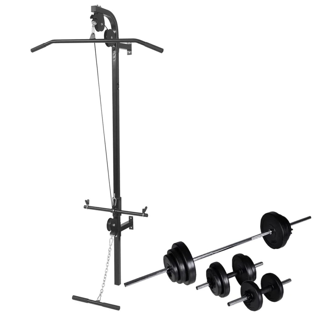 Torre per allenamento pesi da parete con set di manubri e pesi da 30,5 kg per fitness e allenamento della forza 02_0000044